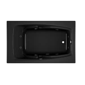 CETRA 60 in. x 36 in. Rectangular Whirlpool Bathtub with Right Drain in Black