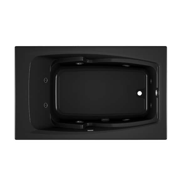 JACUZZI CETRA 60 in. x 36 in. Rectangular Whirlpool Bathtub with Right Drain in Black