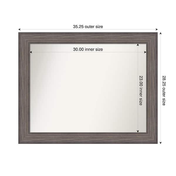 Amanti Art Country Barnwood 35.25 in. x 28.25 in. Custom Non-Beveled Wood Framed Bathroom Vanity Wall Mirror