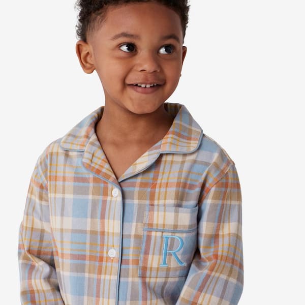 The Company Store Company Cotton Family Flannel Holiday Plaid Kids 8-Navy  Multi Solid Top Pajama Set 60016 - The Home Depot
