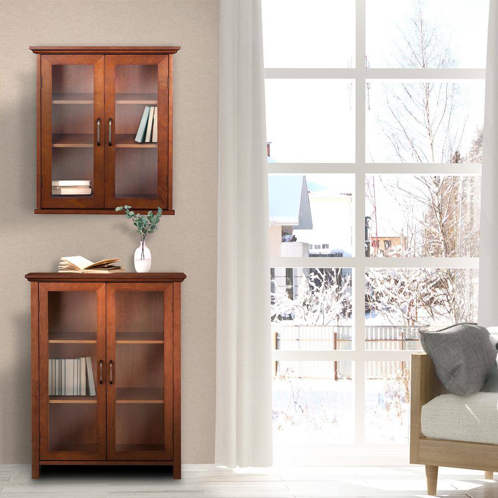 Oil Oak Two-Door Wall Cabinet with Adjustable Shelves