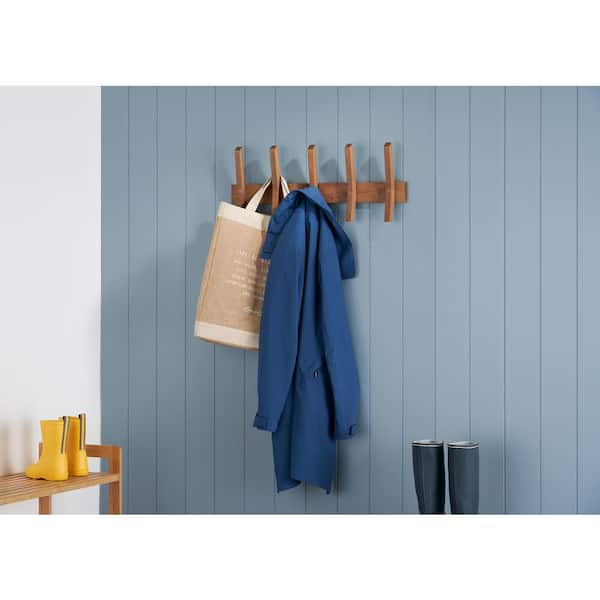 INMAN Coat Hooks for Wall, Walnut Wood Wall Hooks with 5 Swivel
