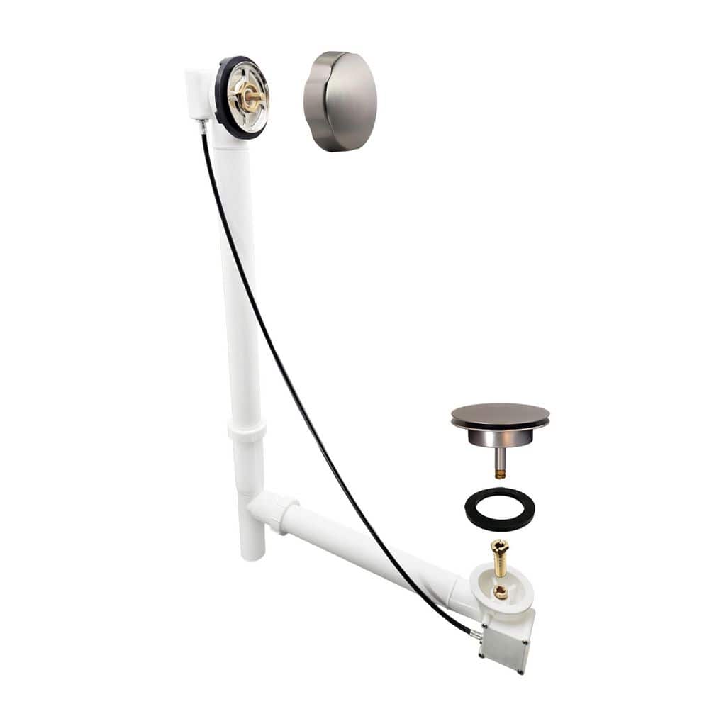 35 in. Cable Drive Bath Drain Assembly with Rotary Overflow Cover, Pop-Up Stopper-White Poly, Stainless Steel price history on PriceWatchPro
