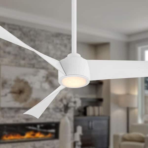Pike 56 in. Indoor Flat White Low Profile Ceiling Fan with Integrated LED and Remote Control Included