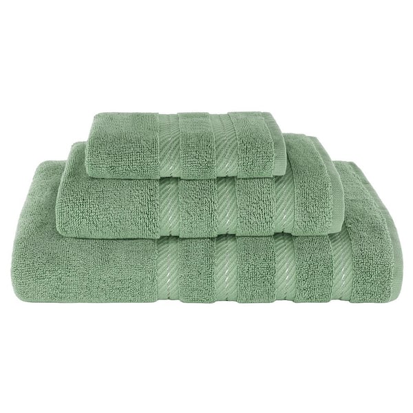 American Soft Linen Bath Towel Set 100% Turkish Cotton 3 Piece Towels for Bathroom- Sage Green