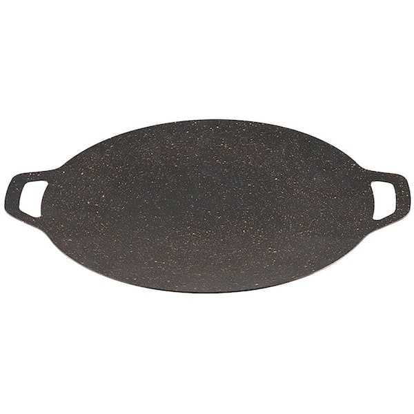 1-Piece Black Iron Non-Stick Lightweight Flat Grill Pan for Heating Stove Barbecue Home Party Travel Outdoor Set