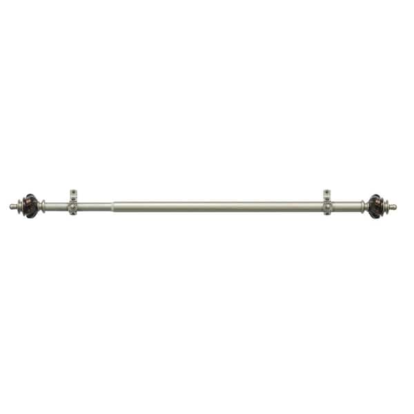 ACHIM Camino Aspen 66 in. - 120 in. Adjustable 3/4 in. Single Curtain Rod in Silver/Mahogany Aspen Finials