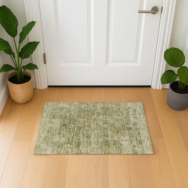 Mayfield Premium Machine Washable Abstract AMF1773 Green 2 ft. x 3 ft. Area Rug