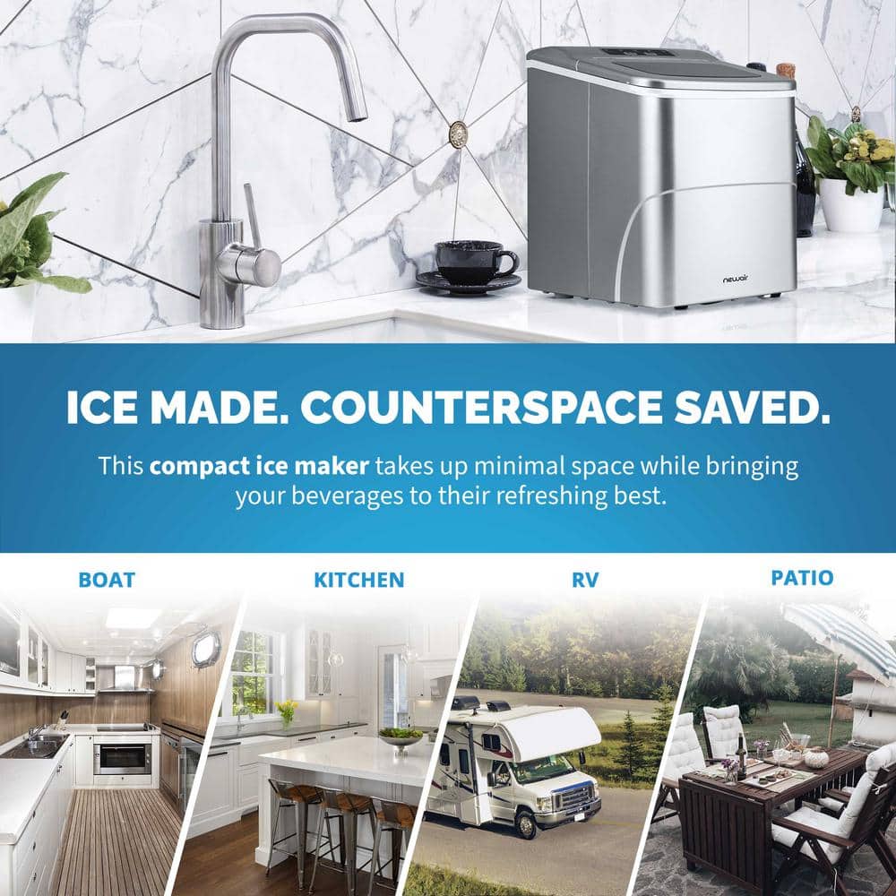 Newair 26 lb Silver Portable Countertop Ice Maker