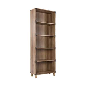 Cambridge 71 in. Rustic Oak 5-Shelf Standard Bookcase