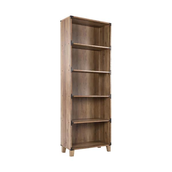 SAINT BIRCH Cambridge 71 in. Rustic Oak 5-Shelf Standard Bookcase