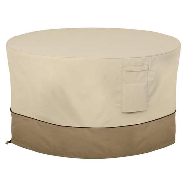 Misopily 42 in. New Classic Accessories Veranda Fire Pit Table Cover - Round, Outdoor Table Cover, Beige