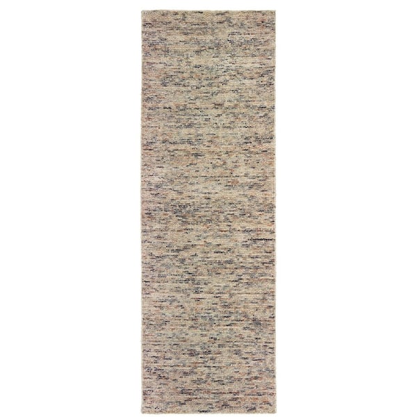 2 ft. x 8 ft. Beige Solid Color Washable Area Rug