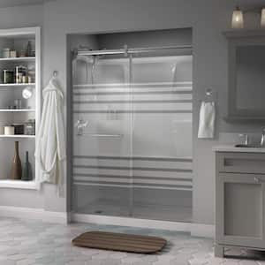 Contemporary 60 in. x 71 in. Frameless Sliding Shower Door in Chrome with 1/4 in. Tempered Transition Glass