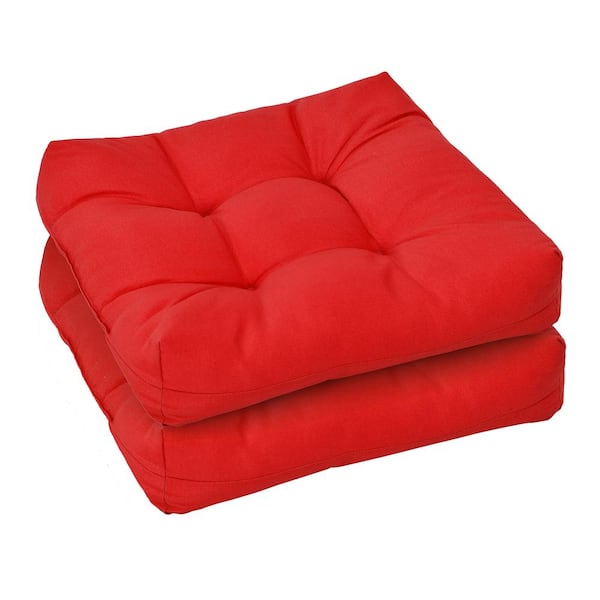 Costway Cushion Guard Red Solid Square Tufted Indoor/Outdoor Chair Seat Cushion Pads (Set of 2)