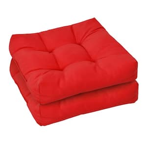 Cushion Guard Red Solid Square Tufted Indoor/Outdoor Chair Seat Cushion Pads (Set of 2)