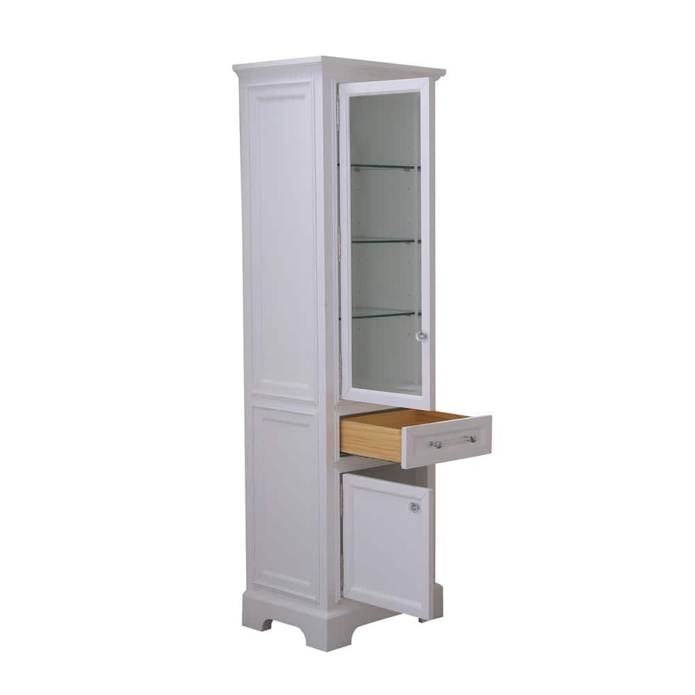 Pure White Solid Hardwood Cabinet with Adjustable Shelving