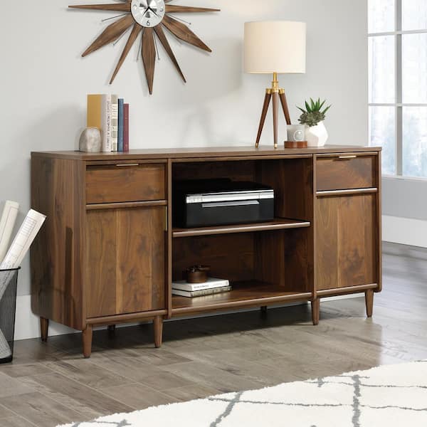 SAUDER 59 in. Rectangular Grand Walnut 2 Drawer Computer Desk with Solid Wood Material