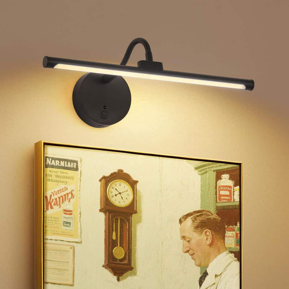 JUSHENG 13.4 in. Black Dimmable LED Picture Light with Remote