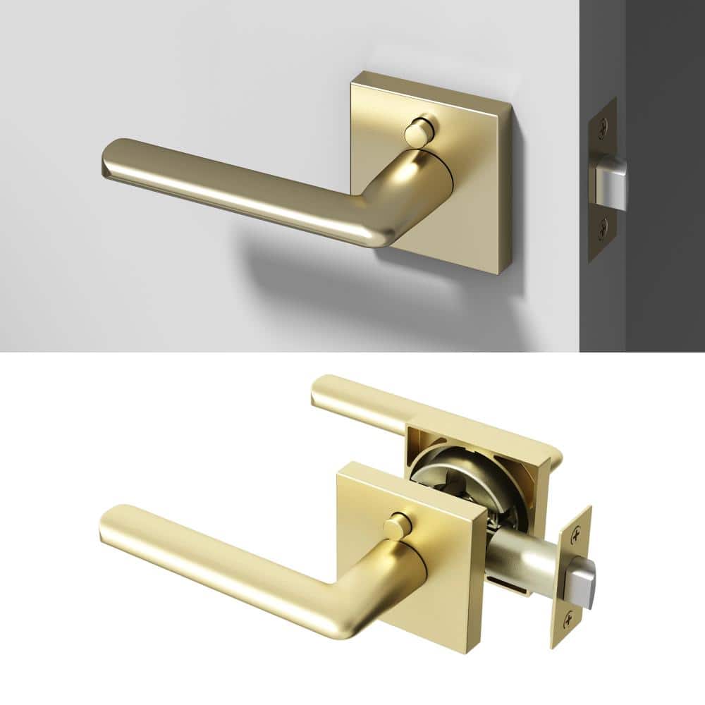 Mirra Metal Brushed Champagne GoldPrivacy Bed/Bath Round Door Handle with Push Button and Square Rosette price history on PriceWatchPro
