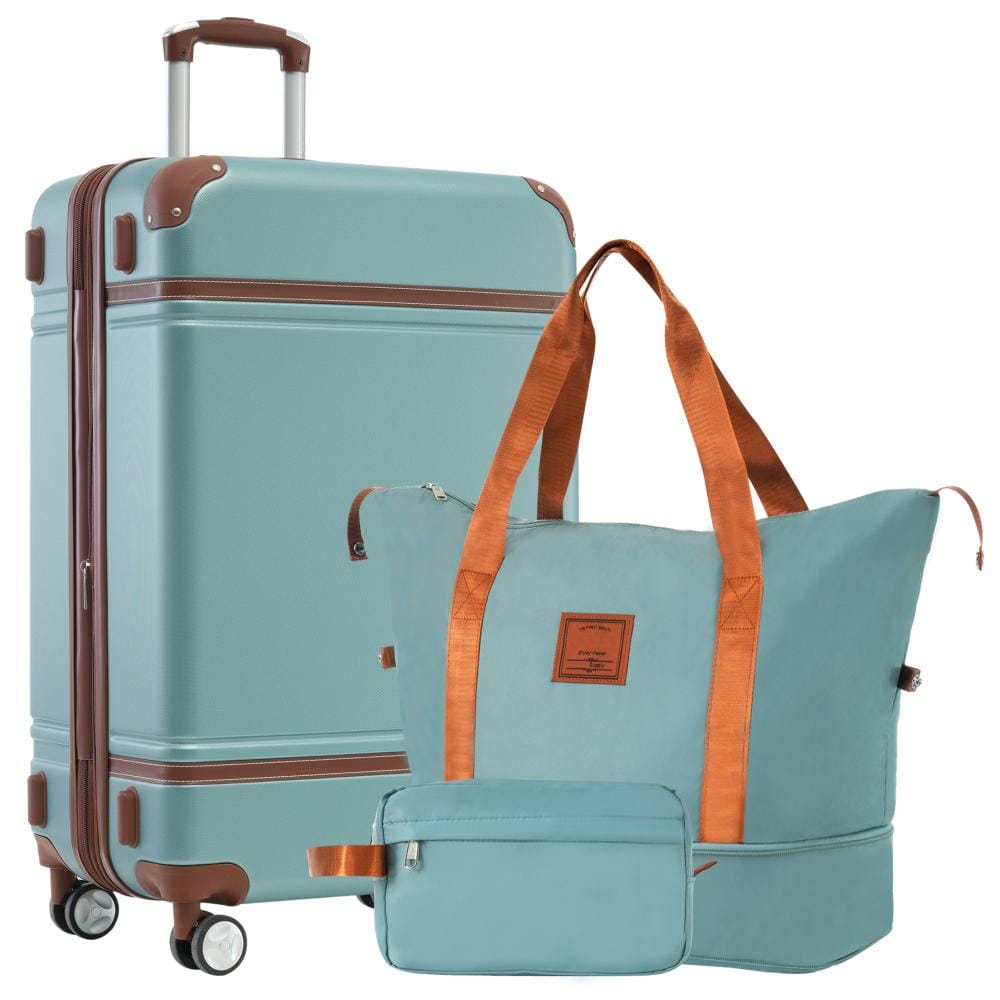 "28"" Vintage Hardshell Luggage, Lightweight, Double Spinner Wheels, TSA Lock, Green" price history on PriceWatchPro