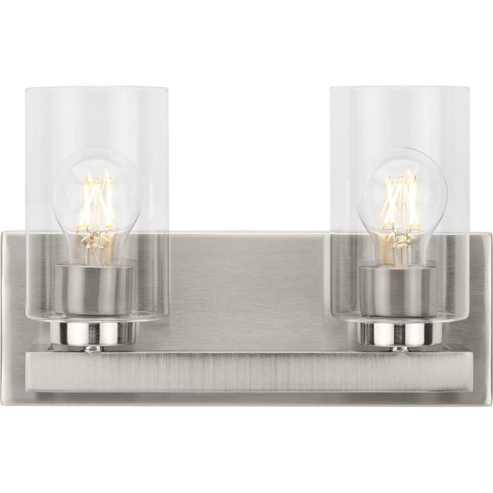 Brushed Nickel Cylinder Dimmable 2-Light Vanity Fixture