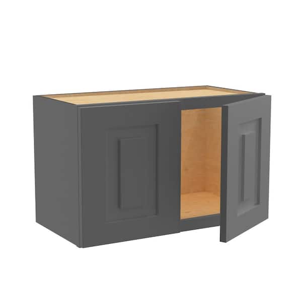 Home Decorators Collection Grayson 24 in. W x 12 in. D x 15 in. H Assembled Plywood Wall Bridge Kitchen Cabinet in Deep Onyx with Soft Close