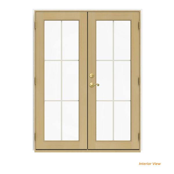 JELD-WEN 60 in. x 80 in. W-2500 White Clad Wood Left-Hand 6 Lite French Patio Door w/Unfinished Interior