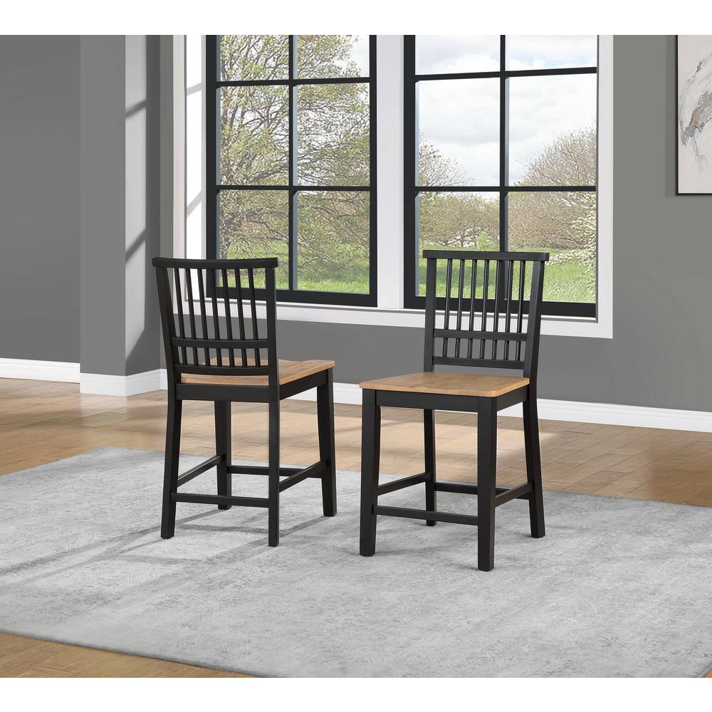 Magnolia Two-Tone Wood 24" Counter Chair Set, Natural and Ebony