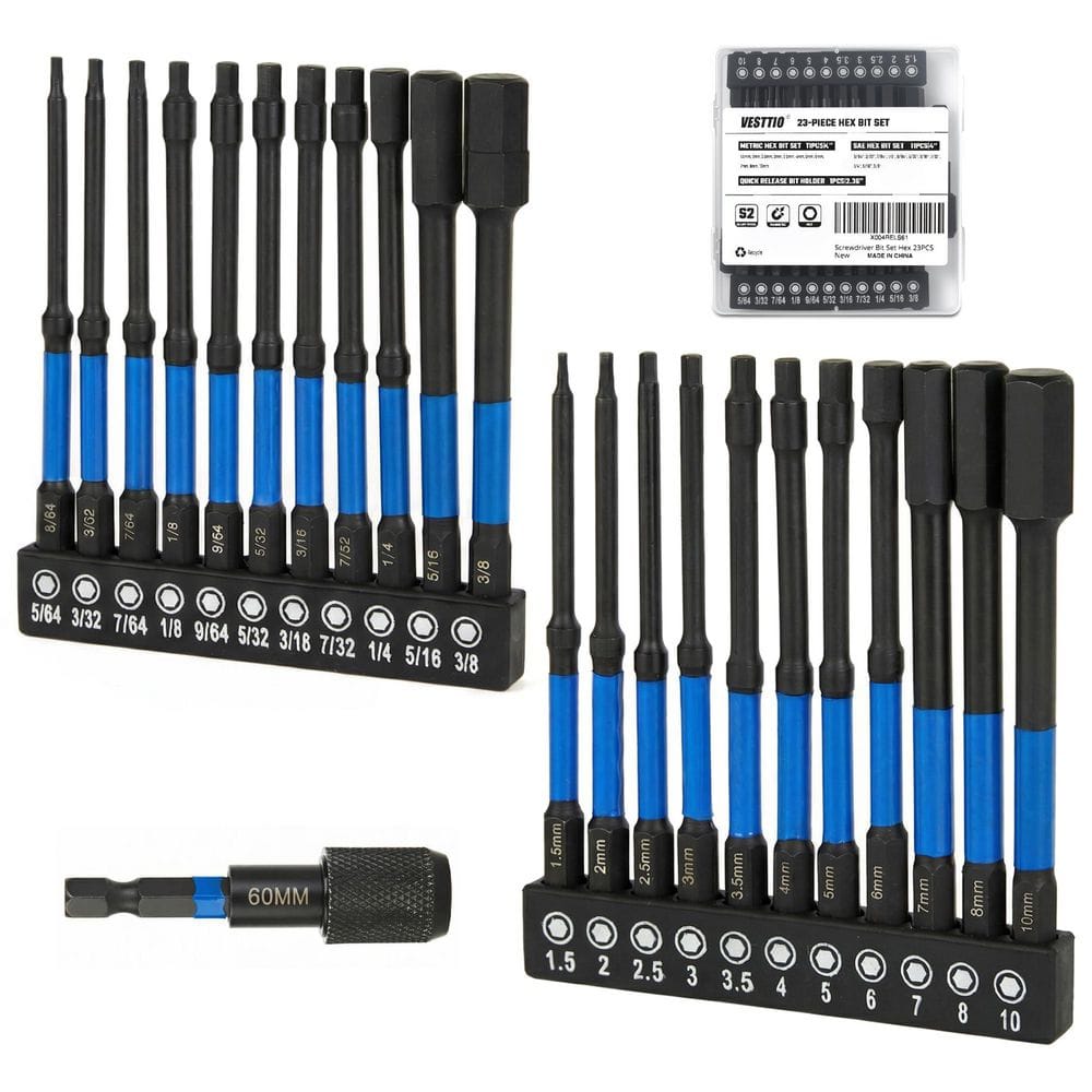 Comprehensive S2 Steel Impact Hex Head Allen Wrench Drill Bit Set (20-Piece) with Case screws price history on PriceWatchPro