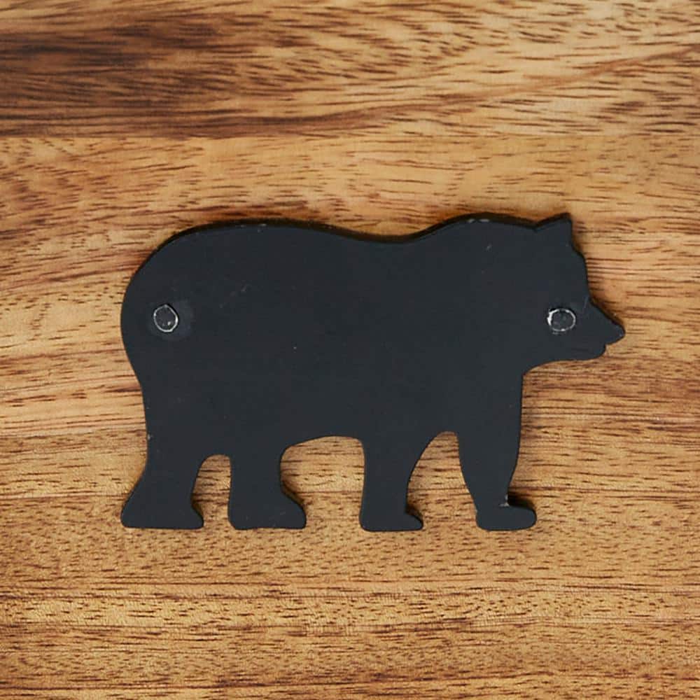 Rustic Brown and Black Wood Bear Waste Basket