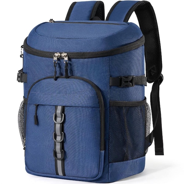 Dark Blue Lightweight Soft Cooler Picnic Backpack, Large Capacity Leak Proof Cooler Bag for Men Women