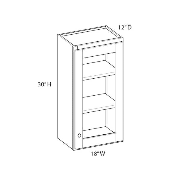 Unbranded Norfolk Shaker 18 in. W x 30 in. H x 12 in. D in Painted White Plywood Assembled Frosted Glass Wall Cabinet