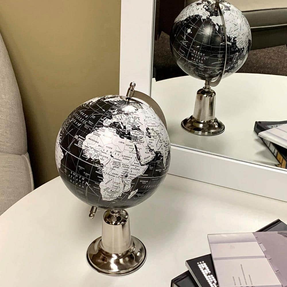 HEMSLY INC Modern Black and White Desktop Globe 11047 - The Home Depot