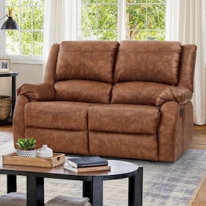 OrangeOne Jek 59 in. W Saddle Brown Leather Upholstered Rectangle