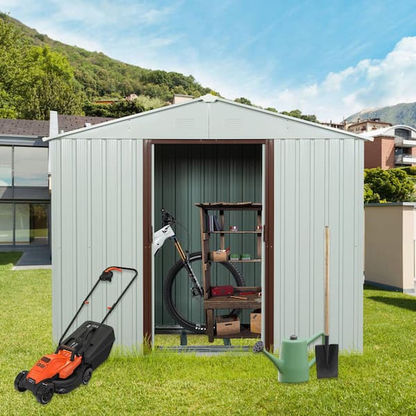 Durab, 6 ft. W x 5 ft. D, Outdoor Metal Storage Shed, White, 30 sq ft.