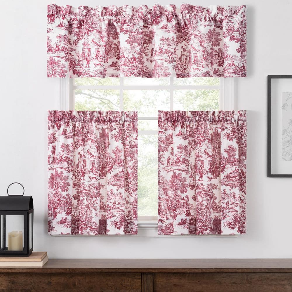 Victoria Park Red Cotton Tailored Window Valance