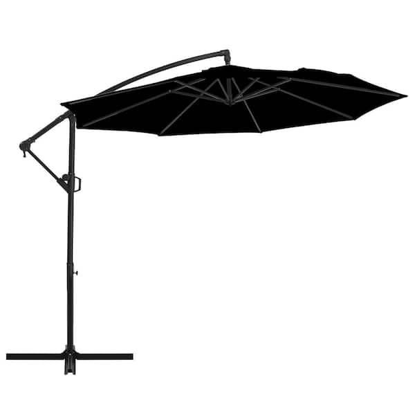 PASAMIC 10 ft. Patio Offset Umbrella Outdoor Cantilever Umbrella Black