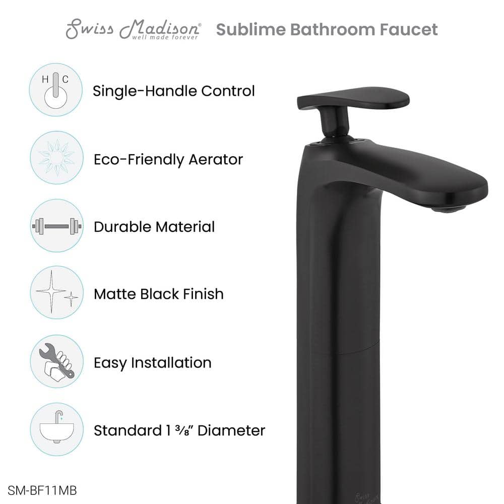 Sublime Matte Black Brass Single-Handle Bathroom Faucet