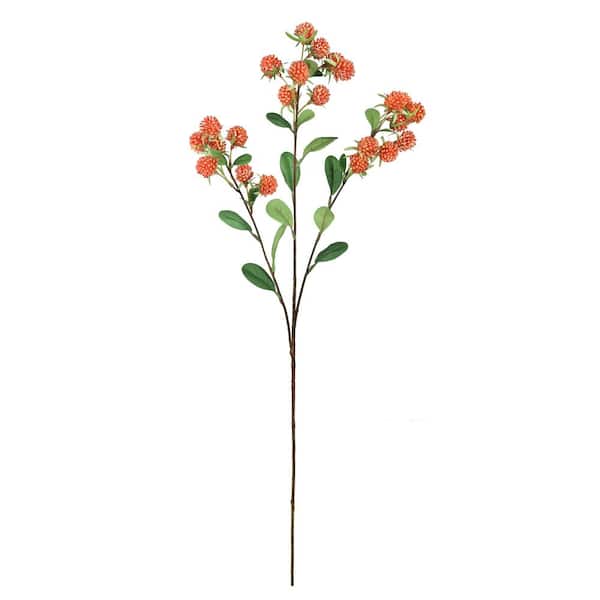 LIVING LUXURY 30 in. Orange Artificial Wild Berry Filler Flower Stem Spray (Set of 4)