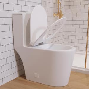 1-Piece 0.8/1.2 GPF Dual Flush 12 in. Rough in Elongated Toilet Comfort Heigh U-Shape in White Map 1000g, Seat Included