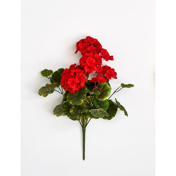 Worth Imports 18 in. Artificial Geranium Bush with 9-Flower Heads