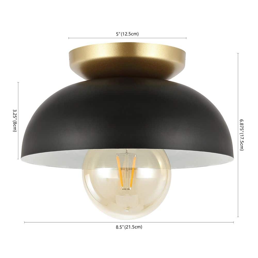 Paulina 8.5" Black/Gold Industrial Iron LED Ceiling Light