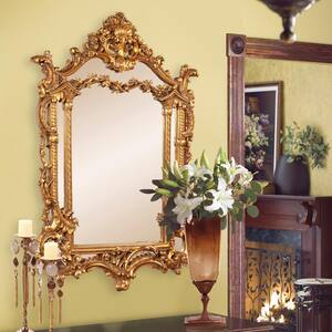 Medium Rectangle Antique Gold Leaf Classic Mirror (34 in. H x 49 in. W)