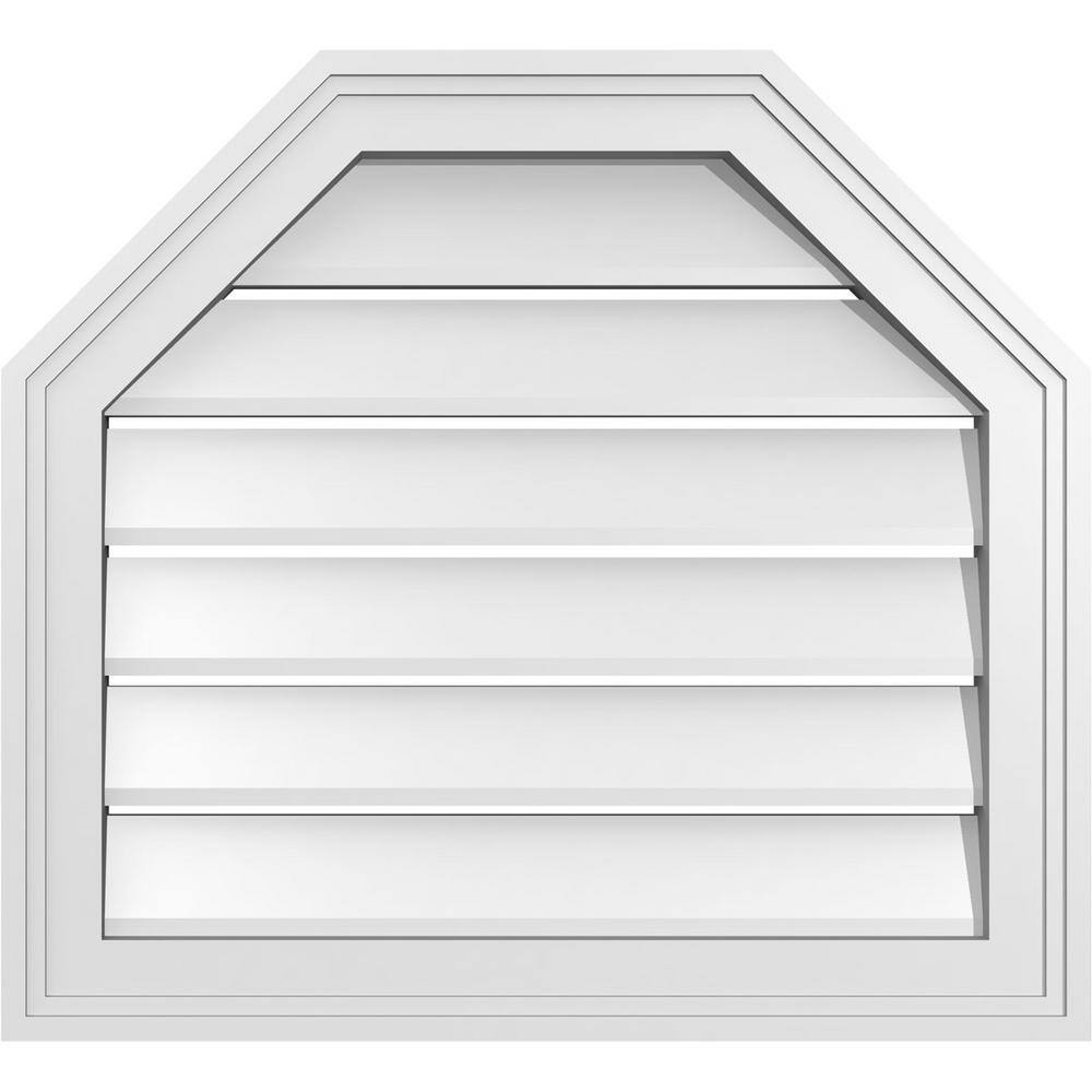 22 in. x 20 in. Octagonal Top Surface Mount PVC Gable Vent: Functional with Brickmould Frame price history on PriceWatchPro