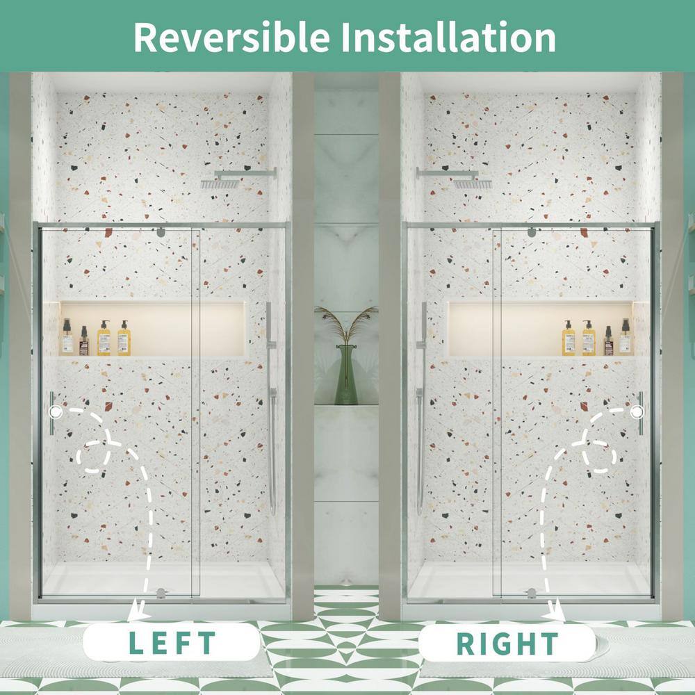 60 in. Chrome Framed Pivot Shower Door with Clear Glass