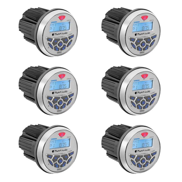 Planet Audio 3.5 Inch Marine MP3/Radio Bluetooth Boat Stereo Receiver (6 Pack)