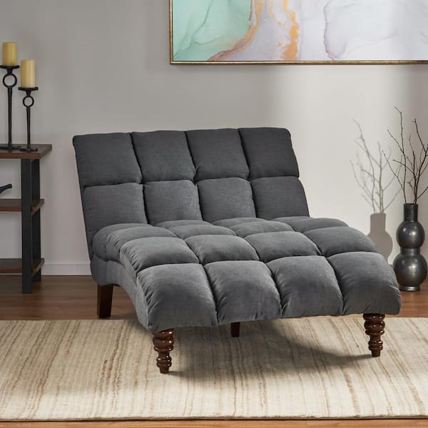 Kaniel Dark Grey Tufted Double Chaise Lounge 42324 The