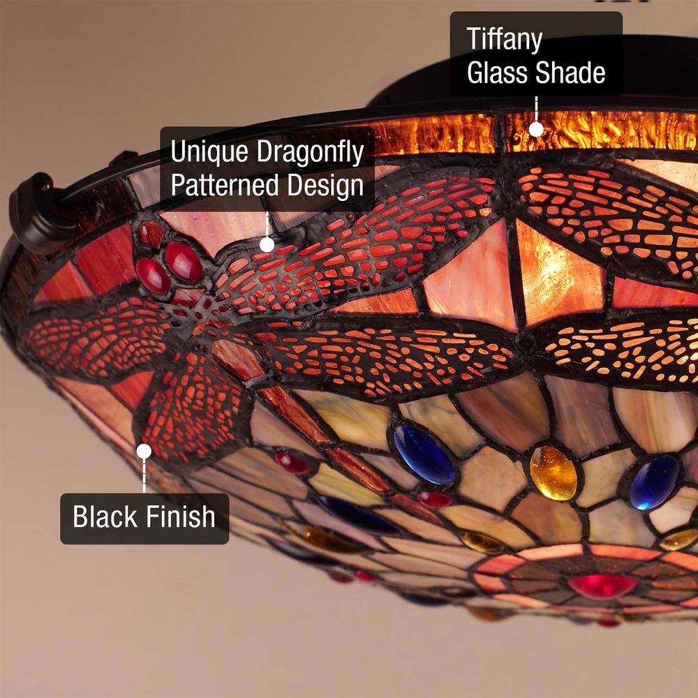 Vintage Black Glass Bowl Flush Mount Ceiling Light