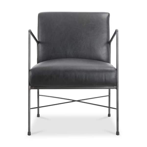 Dune Arm Chair - Rugged Iron Frame with Leather in Black